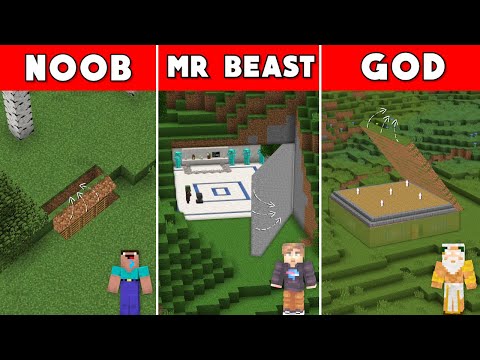 Minecraft - NOOB VS MR BEAST VS GOD (Secret bases in Minecraft)