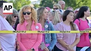 YouTube video thumbnail: Hundreds Wear Pink in Support of Lindsay Clancy Outside her Trial