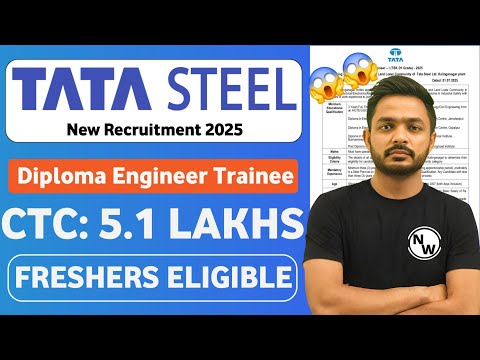 Tata steel recruitment 2025 | freshers| CTC: 5.1 Lakhs| Tata steel Job Vacancy 2025| Tata steel Jobs