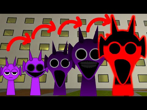 All the Sizes Of Nightmare Sprunki Durple want me to help them in Gmod