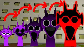 All the Sizes Of Nightmare Sprunki Durple want me to help them in Gmod