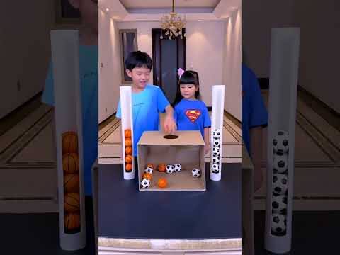 Little Girl Vs. Little Boy In A Ball-Touching Challenge, Who's The Winner? #Funnyfamily #Partygames