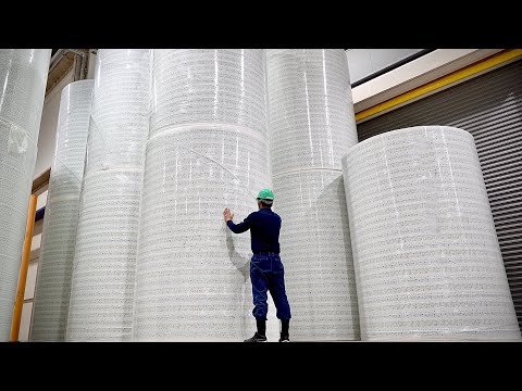 トイレットペーパーを大量生産するプロセス。1日に地球半周分の長さのトイレットペーパーを作る日本の製紙工場