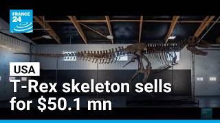 YouTube video thumbnail: T-Rex Skeleton Fetches Record $50.1 mn at US Auction