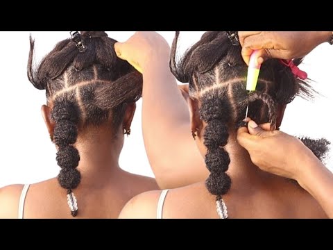She ASKED FOR A SIMPLE NATURAL HAIRSTYLE WITH BUBBLES USING KINKY HAIR