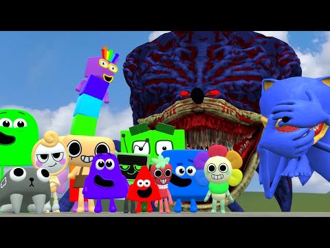 FIGHT BETWEEN ALL LEARNING BLOCKS AND DNDYS WORLD VS NIGHTMARE SONIC IN GARRY'S MOD