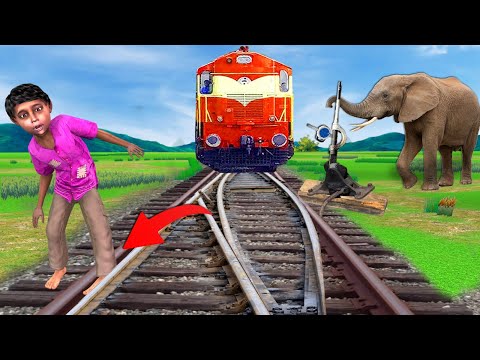 Elephant Rescue Boy From Train on Railway Tracks Hindi Kahaniya Hindi Stories Hindi Moral Stories