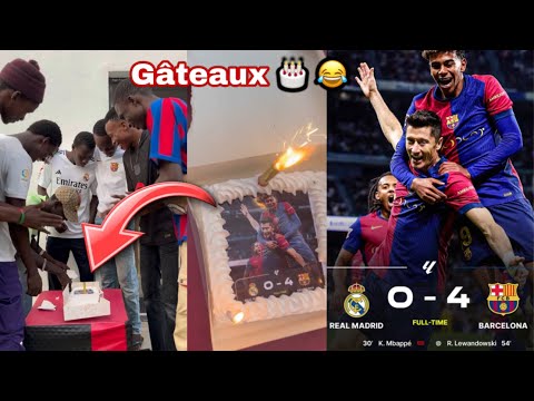 Quand les supporters de barça se moque des supporters du réal Madrid ? à mourir de rire 🤣🤣🎂4-0