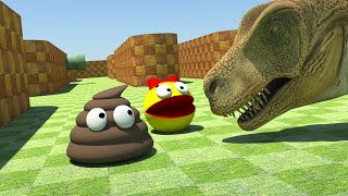 💘 Pacman vs T-Rex, Robot and Ball Sport - Mr. & Mrs. Pacman 😘😘😘