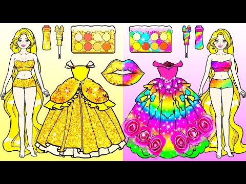 Rich and Rainbow Barbie Makeup & Dress Design - Barbie Makeover Handmade - DIY Arts & Paper Crafts
