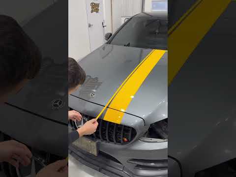 Mercedes Benz getting custom Yellow AMG Stripes done, what you guys think of the new look?
