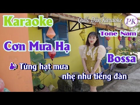 Karaoke Cơn Mưa Hạ | Bossa Nova | Tone Nam (A#m,Tp:) | Quốc Dân Karaoke
