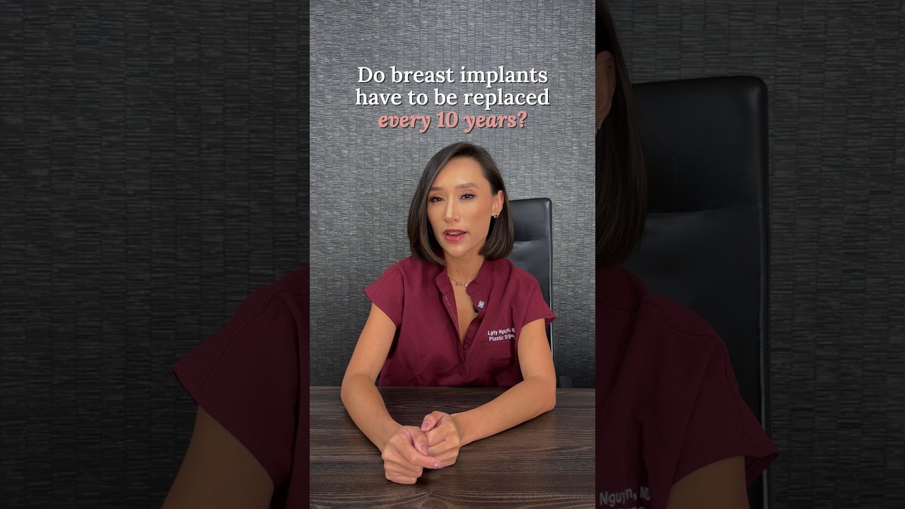 Doctor discussing breast implant replacement frequency.