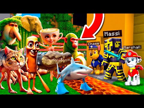 PAW PATROL ME AYUDA A DEFENDER MI CASA DE APOCALIPSIS DE ITALIAN BRAINROT EN MINECRAFT 😱