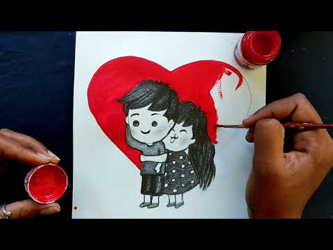 Hug Day Drawing pencil sketch /Valentine's day drawing easy / How to draw hug scenery / Art