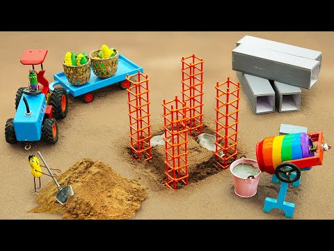 Diy tractor making mini Concrete House Construction | diy Road Roller, Building Vehicles | HP Mini