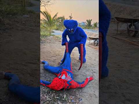 The brave Spider Man team destroys the monster Huggy Wuggy #spiderman #monster # huggywuggy