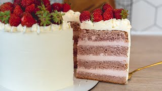 Летний🍓"КЛУБНИЧНЫЙ МИЛКШЕЙК"🍓Самый ЛЁГКИЙ и НЕЖНЫЙ торт🎂 Я-ТОРТодел❤️