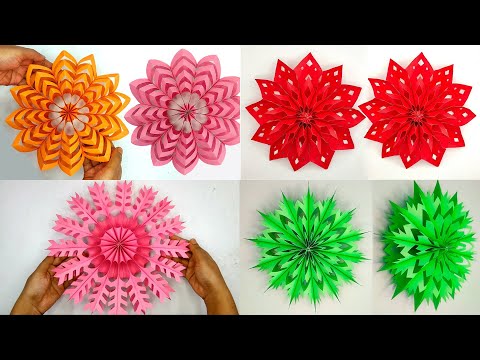 4 Easy Paper Snowflakes ideas For Christmas Decoration | Simple Snowflakes