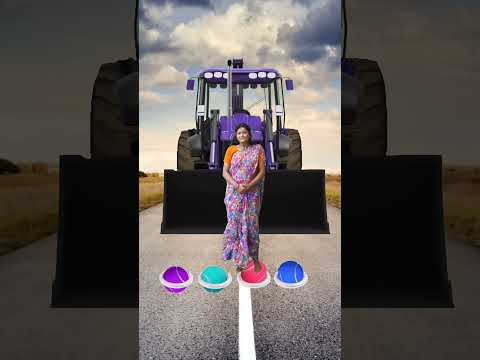 Girl Jumping on buttons and Truck , Jcb , Thar , Bulldozer moving behind her 🚑🛻🚛🚜 #shorts #viral