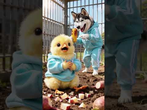 Shocking! Little Yellow Chicken, Husky, and Transformers! #funny #cute#shorts #cutedog #autobots