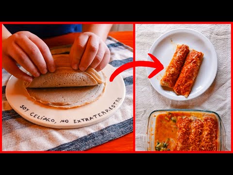 🔰CANELONES sin TACC con masa de agua [PANQUEQUES sin gluten con 4 ingredientes]