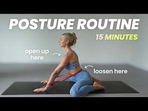 Best exercises to improve your posture | 15 Min. Banded Posture Stretch for full spine flexibility