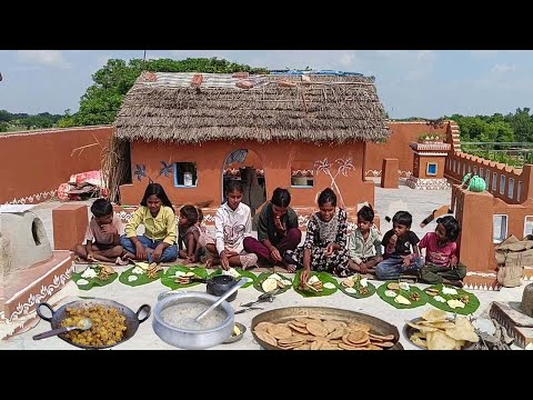 भौजी गई धान लगाने भाई बनाए खीर चार नए यूट्यूब पर के साथ पूरी सब्जी और खीर पापड़ || Puri Sabji  Khir