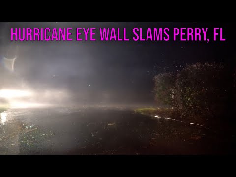 Hurricane Helene Intense Eyewall Slams Perry, Florida