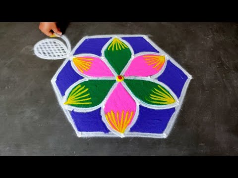 Aadivelli special kolam🌻/5*3 beautiful rangoli simple designs🌻/pandaga muggulu🌻/Amazing rangoli