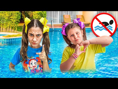 REGRAS DE CONDUTA PARA CRIANÇAS E CACHORROS NA PISCINA - Mileninha Learn Rules for Children in Pool