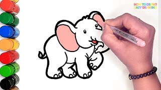 How to Draw a Cute Baby Elephant | Easy Step-by-Step Drawing Tutorial for Kids
