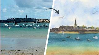 Aquarelle : Comment simplifier une photo? ( Tuto Saint-Malo)