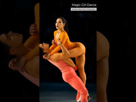 🔥🧡Electrifying Ice Dance Performance | Dynamic Duo in Orange & Pink #iceskating #icemagic #icedance