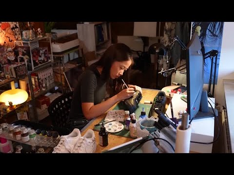 YouTube video thumbnail: Student in Germany Turns Sneakers Into Anime-Inspired art