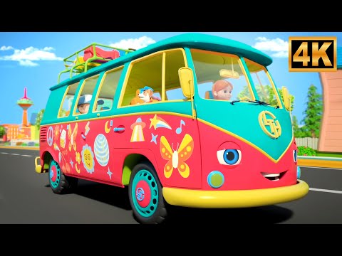 Wheels on the Bus - Summer Camp Ride Song & More Vehicle Cartoon Video
