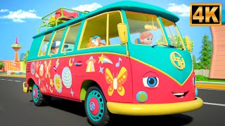 Wheels on the Bus - Summer Camp Ride Song & More Vehicle Cartoon Video