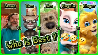 Steve Vs Tom Vs Ben Vs Angela Vs Ginger Who Is Best ? 🤣 😂 🤔 | Steve Lava Chicken Song 🌋 🐔