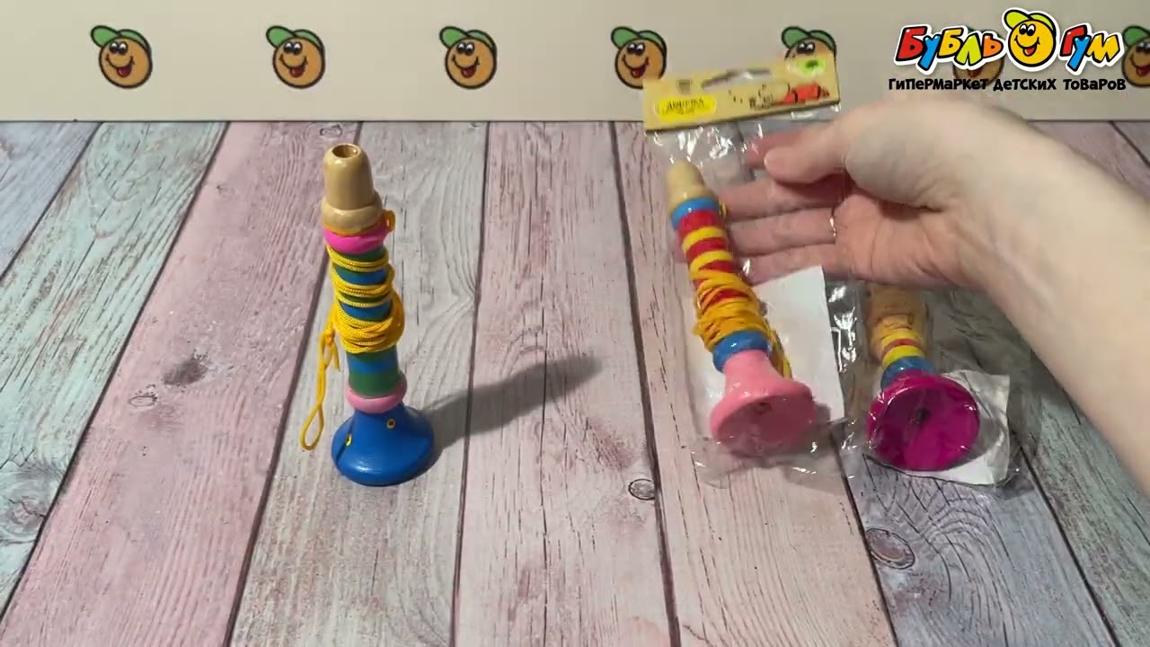 Игрушка деревянная Дудочка 12см в ассортименте - видео Игрушка деревянная Дудочка 12см в ассортименте - видео