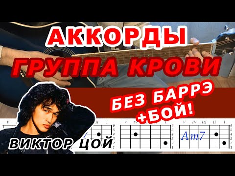 ГРУППА КРОВИ Аккорды 🎸 ВИКТОР ЦОЙ КИНО ♪ Разбор песни на гитаре БЕЗ БАРРЭ ♫ Для начинающих