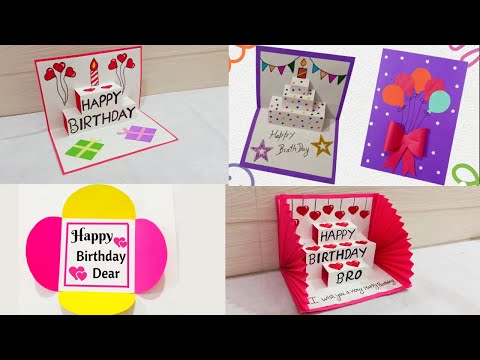 4 Beautiful Happy Birthday Cards Ideas | Handmade Birthday Card Idea | DIY Birthday Gift Idea