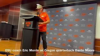 OSU's Eric Morris is impressed with Oregon QB Dante Moore