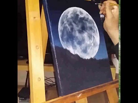 Full moon painting acryl, oil, tutorial, how to paint ...