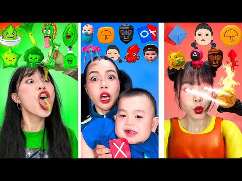 Squid Game ASMR Mukbang 🦑👶🏻 Eating Only ONE Color Food Challenge