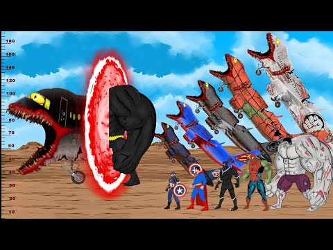 Evolution of Superhero: Hulk, Spider-Man, Superman of TRAIN EATER: Size Comparison? - FUNNY CARTOON