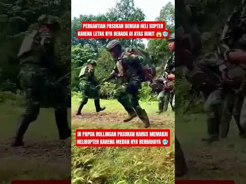 Pergantian pasukan dengan helikopter karena medan nya berbahaya 🥶 #shorts #tni