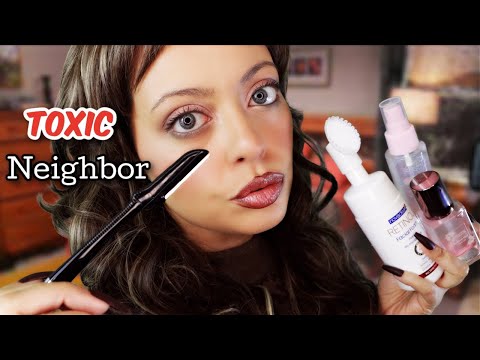 ASMR| TOXIC NEIGHBOR Visits Her HOARDER Mom (PERSONAL ATTENTION) Applying Skincare, Layered Sounds