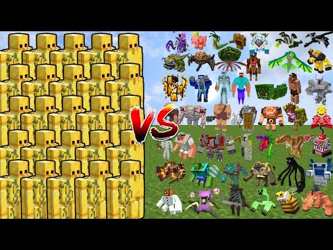 GOLD GOLEM ARMY vs 500 MOST POWERFUL MOBS