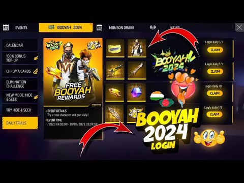 Booyah Day Event 2024 Free Rewards 🤯 Impossible 🎯 + 24kGoldn - Mood ❤️ (FreeFireighlights)