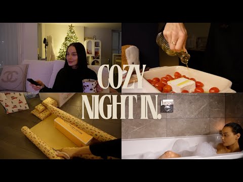 a cosy christmas night in! skin care, cooking & wrapping gifts